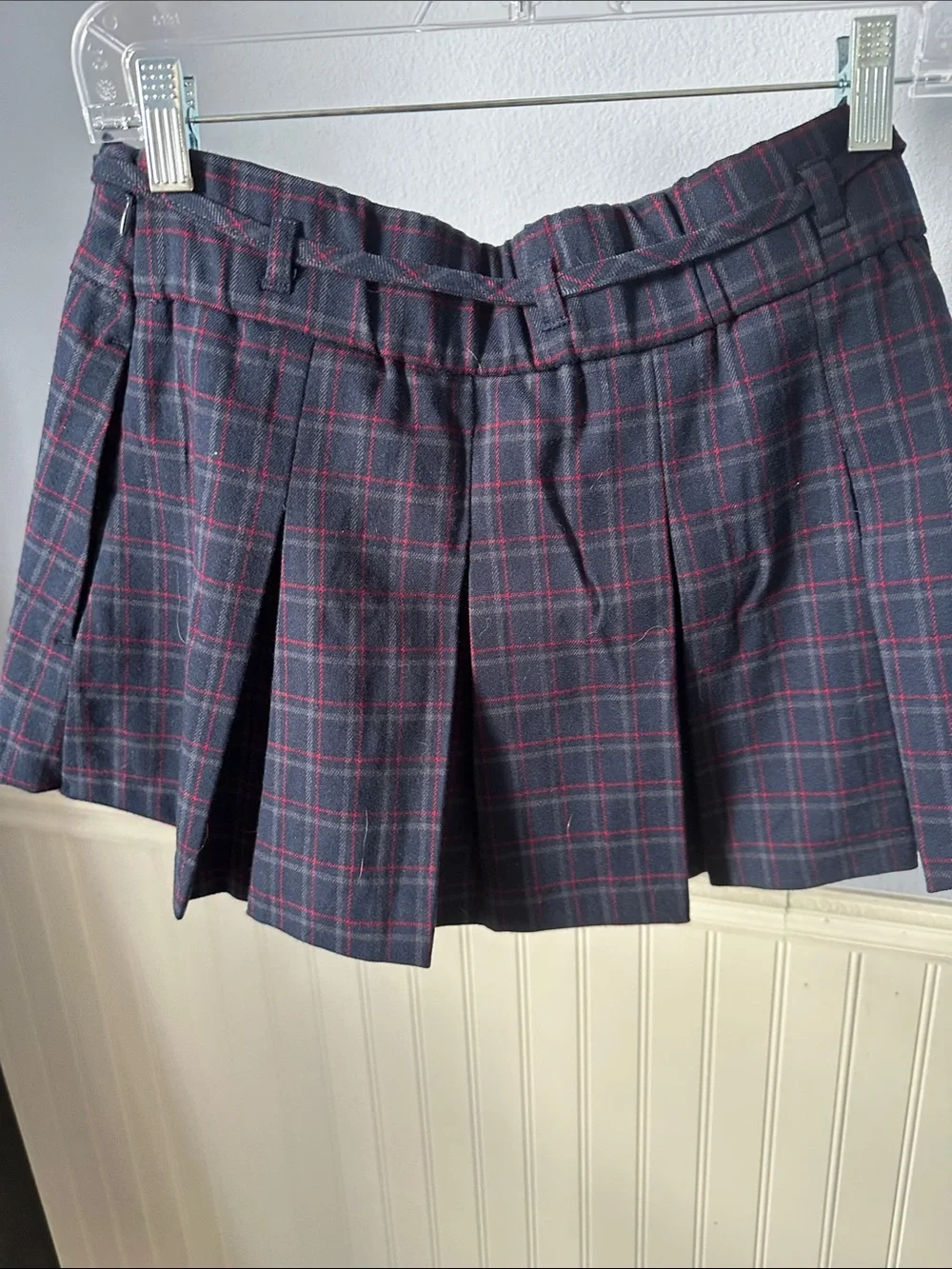 Hollister Navy Plaid Mini skort with Red Windowpane